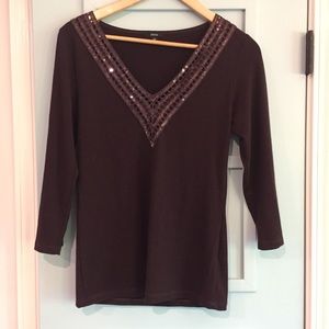 Womens brown sequin top size medium